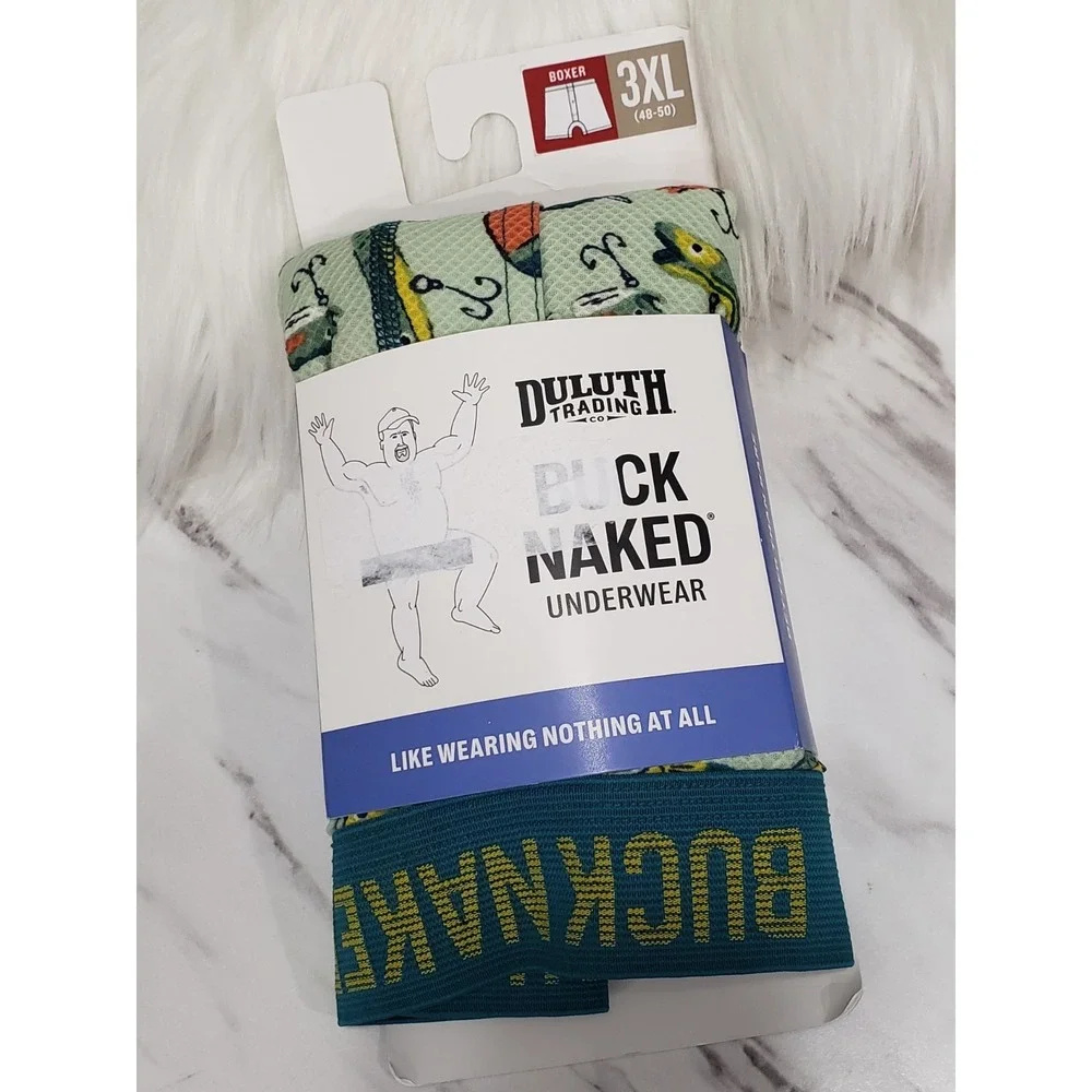 NEW MENS 3XL DULUTH TRADING BUCK NAKED BOXER IN FISH FISHING LURES